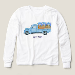 Camion bleu aquarelle vintage Nantucket & Hydrange
