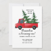 Camion Bois Rouge Plaid Invitation de premier anni (Devant)
