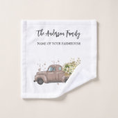 Camion Brown fleurs ferme nom de famille (Gant de toilette)