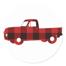 Camion Buffalo Plaid | Stickers ronds