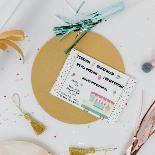 Camion Crème de glace Invitation Anniversaire