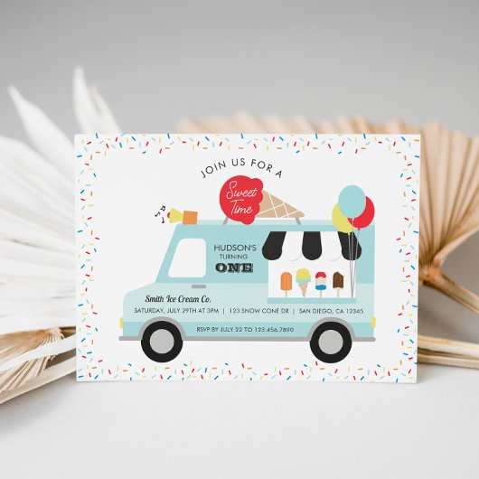 Camion Crème de glace Invitation fête d'anniversai