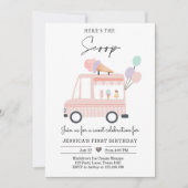 Camion crème glacée 1er anniversaire Invitation ro (Devant)
