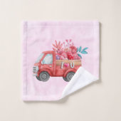 Camion d'amour mignon avec Coeur Cargo Aquarelle (Gant de toilette)