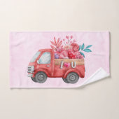 Camion d'amour mignon avec Coeur Cargo Aquarelle (Serviette à main)