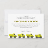 Camion de construction Anniversaire Carte Merci (Devant)