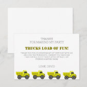 Camion de construction Anniversaire Carte Merci (Devant / Derrière)