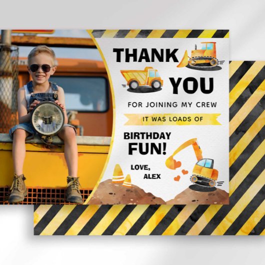 Camion de construction Anniversaire Carte Merci