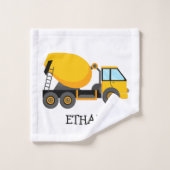 Camion de construction en ciment jaune personnalis (Gant de toilette)