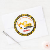 Camion de construction Stickers d'anniversaire - D (Enveloppe)