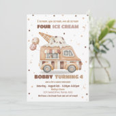 Camion de crème glacée garçon Invitation d'anniver (Debout devant)