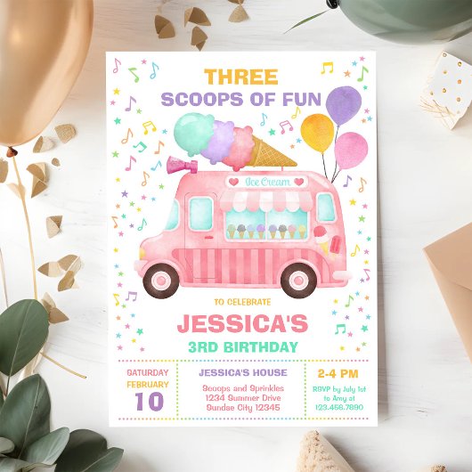 Camion de Glace Crèmes de Fun Invitation d'anniver