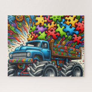Camion de l'autisme en pièce de puzzle