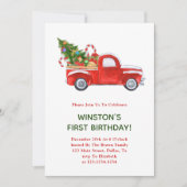Camion de Noël 1er anniversaire Invitations de fêt (Devant)
