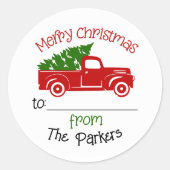 Camion de Noël à et de l'étiquette cadeau Sticker (Devant)