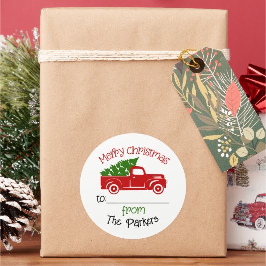 Camion de Noël à et de l'étiquette cadeau Sticker (vacances)
