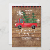 Camion de Noël Bois Rouge Plaid Invitation d'anniv (Devant)