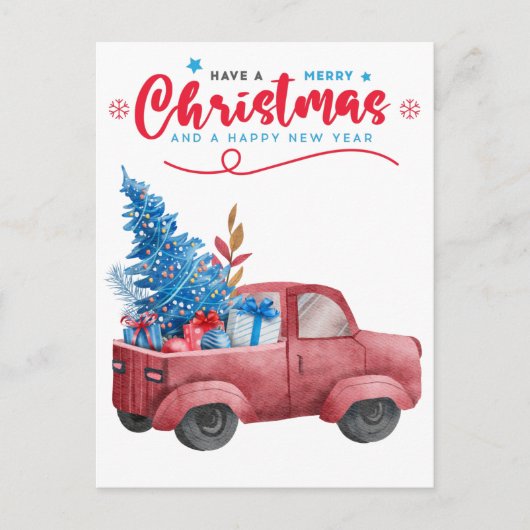 Camion de Noël rouge Illustration voeux de vacance (Devant)