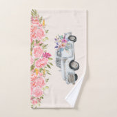 Camion de ramassage vintage avec fleurs rustique (Serviette à main)
