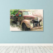 Camion de ramassage vintage avec toile Fleurs sauv (Insitu (Plancher de Bois))