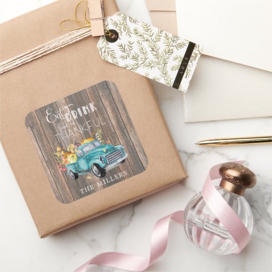 Camion de récolte vintage | Sticker de Thanksgivin (Cadeaux)