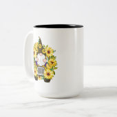 Camion de tournesol Gnomes Mug à café à deux tons (Devant gauche)