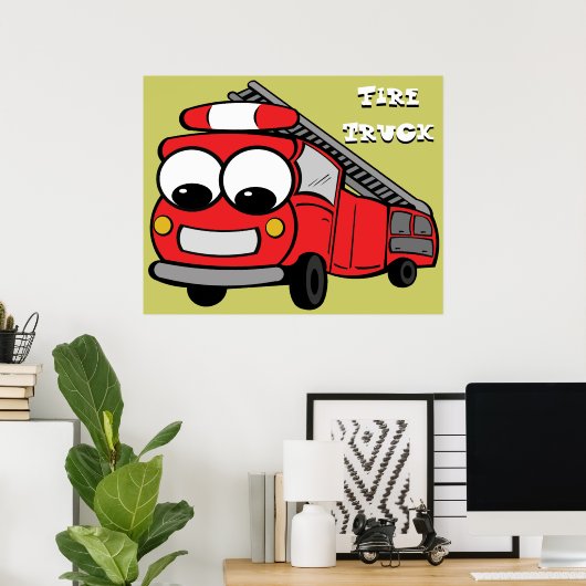 Camion d'incendie - affiche (Bureau à domicile)