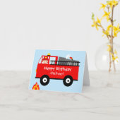 Camion d'incendie pour enfants - Carte d'anniversa (Fleur jaune)