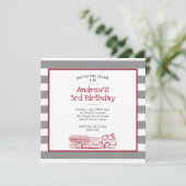 Camion d'incendie rouge et gris Invitation d'anniv (Debout devant)