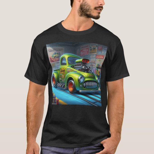 Camion Dragster classique sur mesure T-shirt (Devant)