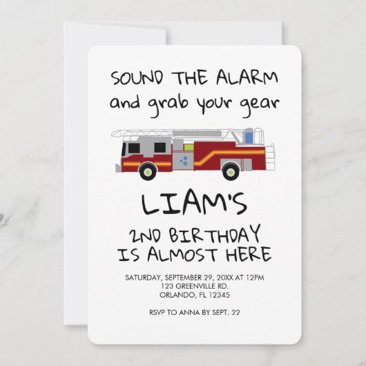 Camion d'urgence véhicule Red Stripe Invitation (Devant)