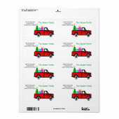 Camion et arbre étiquette de Noël (Feuille entière)