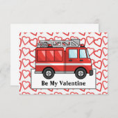 Camion-feu et coeur Carte Valentine pour enfant (Devant / Derrière)