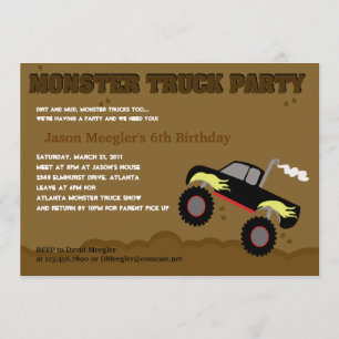 CAMION MONSTER 5x7 Invitations d'anniversaire