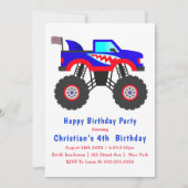 Camion Monster de requin Invitations pour le 4e an (Devant)