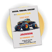 Camion Monster Jaune Invitations Anniversaire