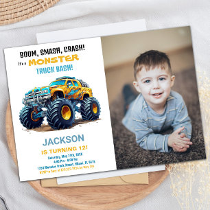 Camion Monster Jaune Invitations Anniversaire Phot