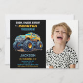 Camion Monster Jaune Invitations Anniversaire Phot (Devant)