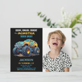 Camion Monster Jaune Invitations Anniversaire Phot (Debout devant)