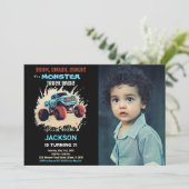 Camion Monster noir Invitations Anniversaire avec  (Debout devant)