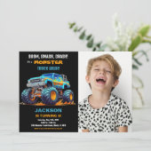Camion Monster noir Invitations Anniversaire Photo (Debout devant)