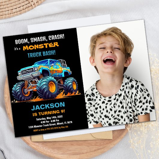 Camion Monster noir Invitations Anniversaire Photo