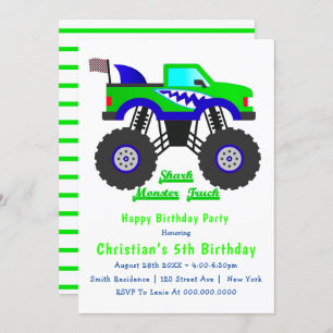 Camion Monster Shark Invitations pour le 5e annive