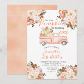 Camion Pink Peach Aquarelle Citrouille  Invitation (Devant / Derrière)