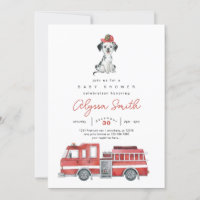 Camion Pompier Baby shower Invitation