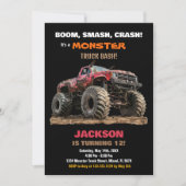 Camion Red Black Monster Invitations Anniversaire (Devant)