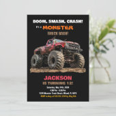 Camion Red Black Monster Invitations Anniversaire (Debout devant)