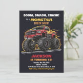 Camion Red Black Monster Invitations Anniversaire (Debout devant)