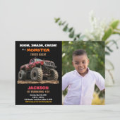 Camion Red Black Monster Invitations Anniversaire (Debout devant)