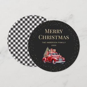 Camion Rouge Buffalo noir Plaid Joyeux Carte de No